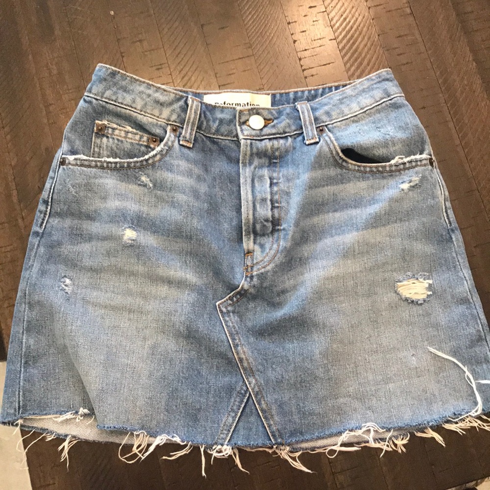 Denim reformation skirt